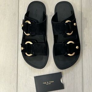 Rag & Bone Avost black suede slides